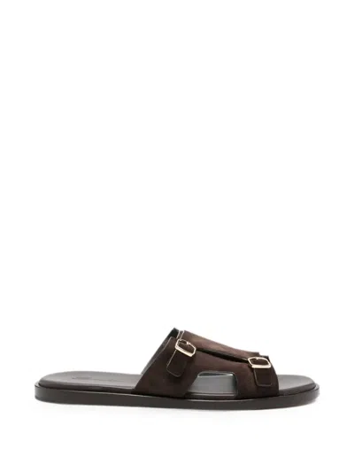 Santoni Double-buckle Sandals In Brown