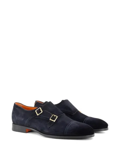 Santoni Double-strap Monk Shoes In Blue