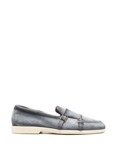 Santoni Double-strap Monk Shoes In Blue