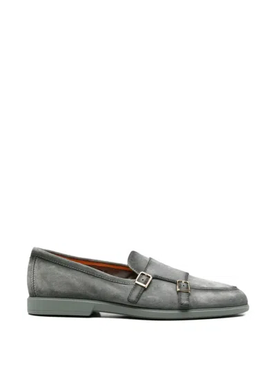 Santoni Double-strap Monk Shoes In Green