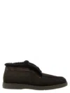 Santoni Suede Shearling Ankle Boots In Brown