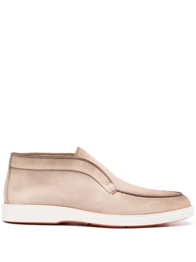 Santoni Dragon Suede Desert Boots In Neutrals