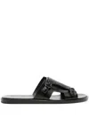 Santoni Duo Leather Slides In Black