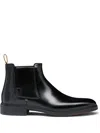 Santoni Ankle-length Leather Chelsea Boots In Black