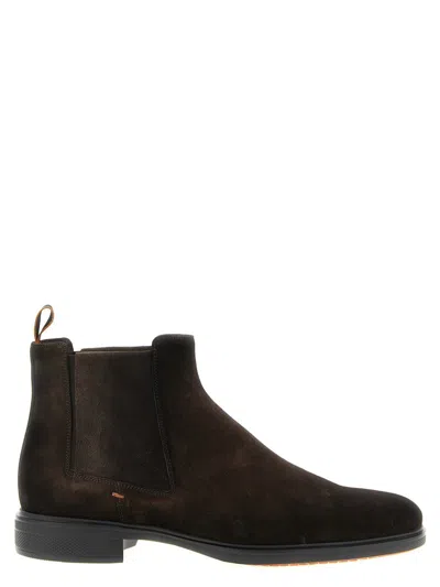 Santoni Easy Capsule Ankle Boots In Brown