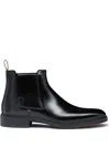 Santoni Ankle-length Leather Chelsea Boots In Black