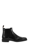 Santoni Ankle-length Leather Chelsea Boots In Black
