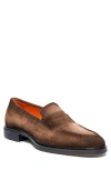 Santoni Easy Penny Loafer In Brown