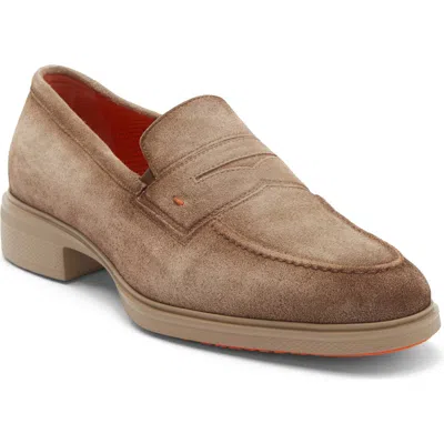 Santoni Easy Penny Loafer In Brown