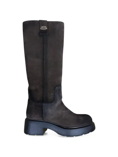 Santoni Easy Platform Boots In Gray