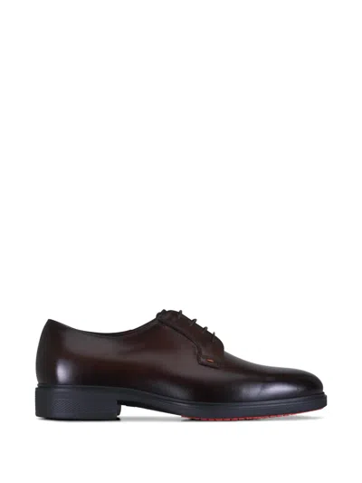 Santoni Easy Revlo Leather Derby Shoes In Brown
