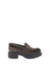 Santoni Suede Platform Loafers In Brown