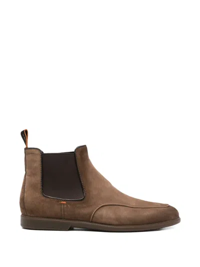 Santoni Elastic-panel Boots In Brown