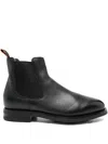 Santoni Elastic-panel Leather Boots In Black