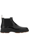 Santoni Elastic-panel Leather Boots In Black
