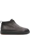 Santoni "mid Victory" Ankle Boots With Round Toe In Gray