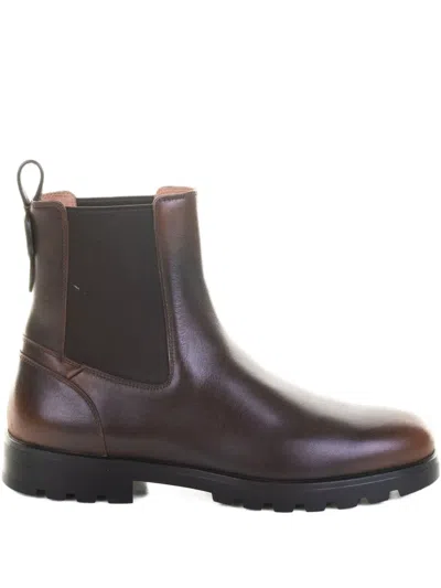 SANTONI ELASTIC-PANELLED LEATHER BOOTS