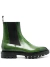 Santoni Elasticated Side-panel Boots In Green