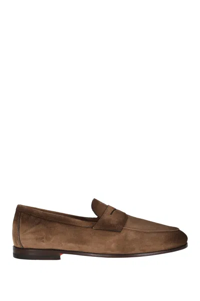 Santoni Elegant Flat Shoes For Men In Brown