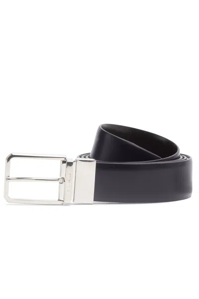Santoni Elegant Leather Belt For Men In Black