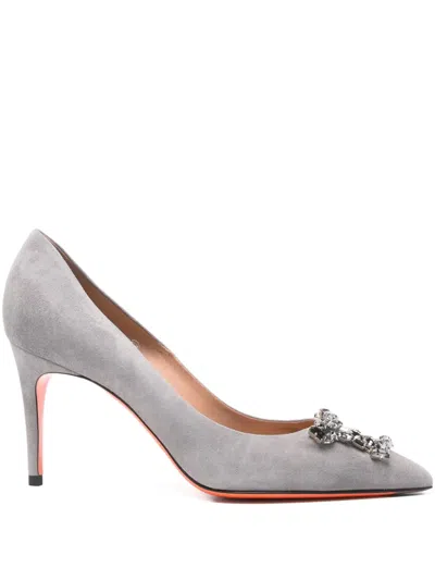 Santoni Embellished Pumps In Gray