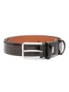 Santoni Embossed Leather Belt In Black