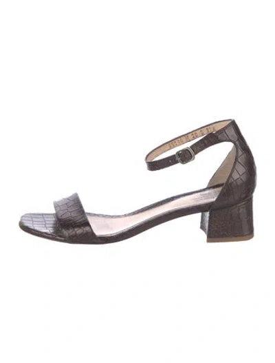 Pre-owned Santoni Embossed Leather Sandals In Brown