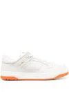 Santoni Embroidered-logo Leather Low-top Sneakers In Neutrals