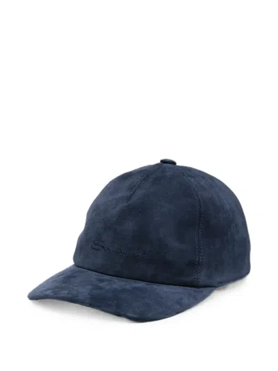 Santoni Baseballkappe Aus Wildleder Mit Stickerei In Blue