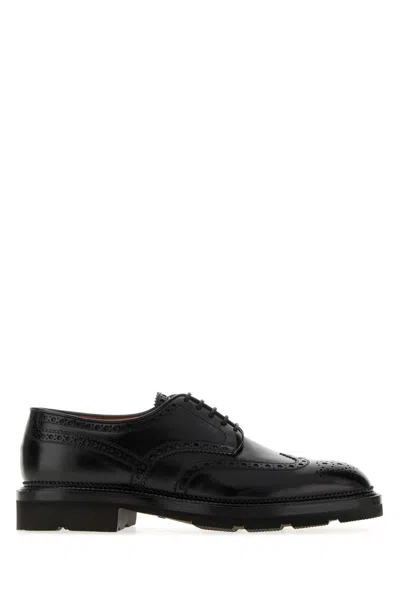 Santoni Emil Leather Lace-up Shoes For Men In Black