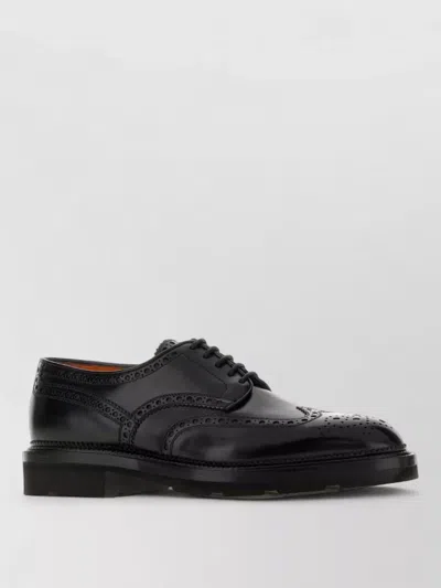 Santoni Emil Leather Lace-up Shoes For Men In Black