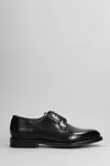 SANTONI ENSLEY LACE UP SHOES IN BLACK LEATHER