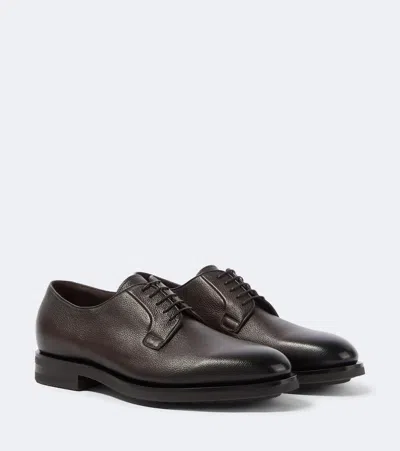 Santoni Ensley Leather Derby Shoes In Brown