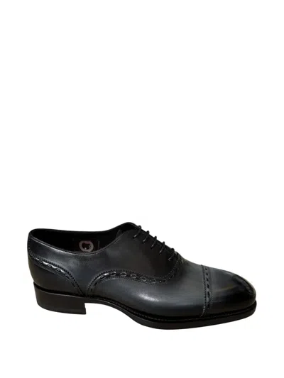 Santoni Ensley Leather Oxford Shoes In Black