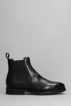 Santoni Elastic-panel Leather Boots In Black