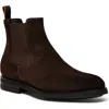 Santoni Brown Suede Chelsea Boots In Dark Brown