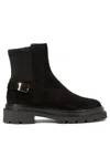 Santoni Elegant Comfort Ankle Boots With Side Buckle In Black