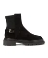 Santoni Elegant Comfort Ankle Boots With Side Buckle In Black