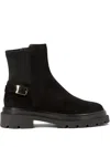 Santoni Elegant Comfort Ankle Boots With Side Buckle In Black