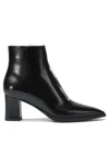 Santoni Medium Heel Leather Ankle Boot In Black