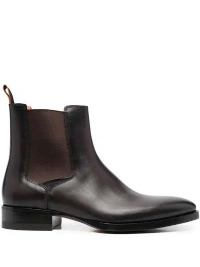 Santoni Eugene Chelsea Ankle Boots In Rot