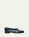 Santoni Famed Leather Loafers In Blue
