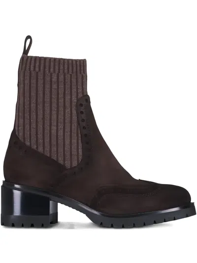 Santoni Ferret Round-toe Boots In Burgundy