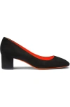 Santoni Flight Suede Block-heel Pumps In Black