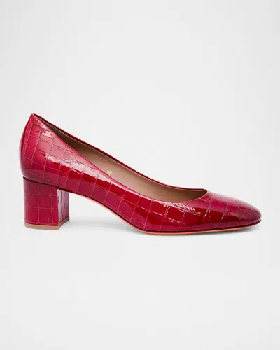 Santoni Fight Croc-embossed Leather Pumps In Red