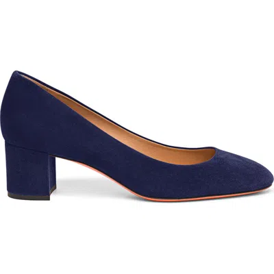 Santoni Fight Navy Suede Low-heel Pump