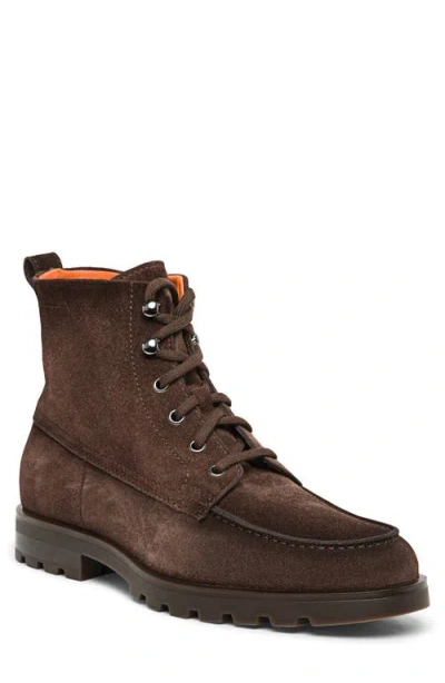 Santoni Dark Brown Suede Flair Ankle Boots