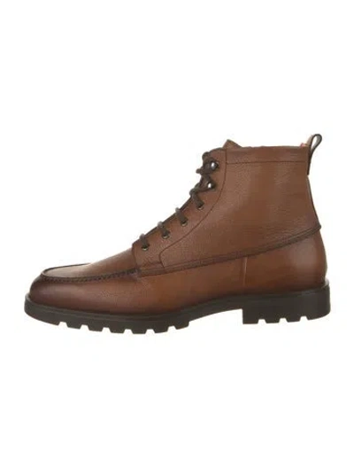 Pre-owned Santoni Flair Leather Lace-up Boots W/ Tags In Brown
