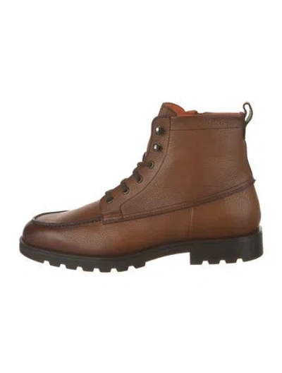 Pre-owned Santoni Flair Leather Lace-up Boots W/ Tags In Brown