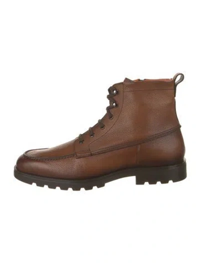 Pre-owned Santoni Flair Leather Lace-up Boots W/ Tags In Brown